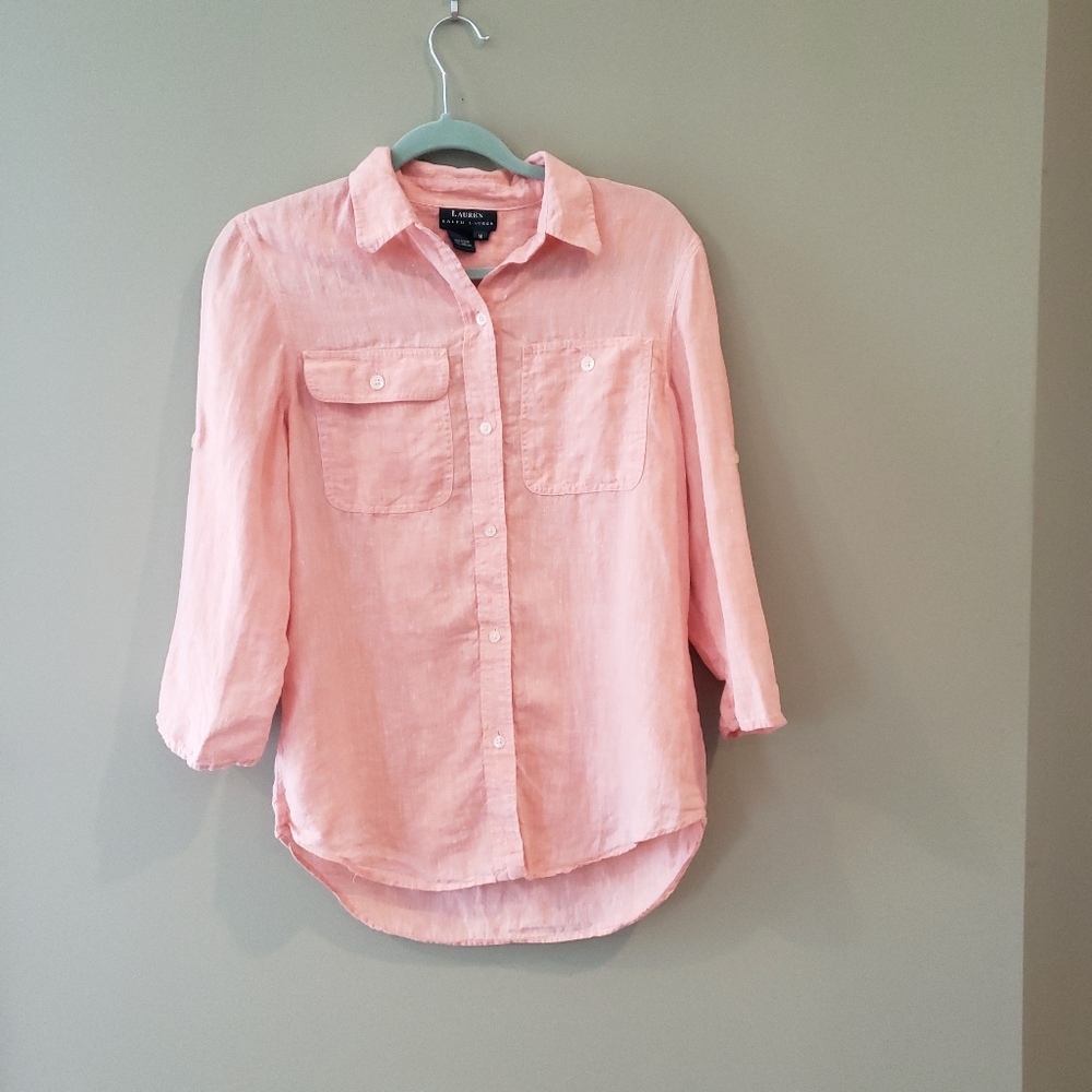Linen Lauren Ralph Lauren Button Down Blouse